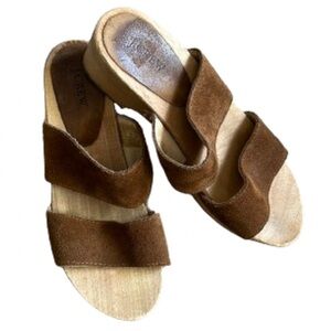 J Crew size 7 brown wooden clogs
